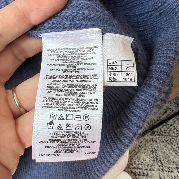 Brooks Brothers Wool Cashmere Half-Zip Sweater, Size L P2 - Picture 7 of 8